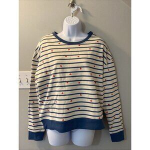 Pact 100% Organic Cotton Scattered Hearts Fleece Lined Crewneck Sweatshirt NEW L